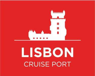 Red logo with white silhouette of a tower and text 'Lisbon Cruise Port'.
